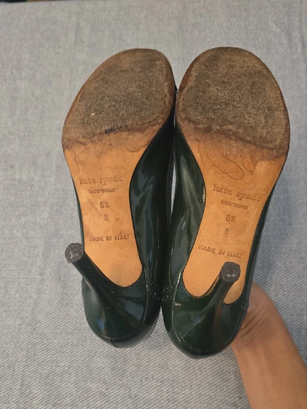 Vintage Y2K Kate Spade New York Green Patent Leather Brogue Pumps Heels, 6.5